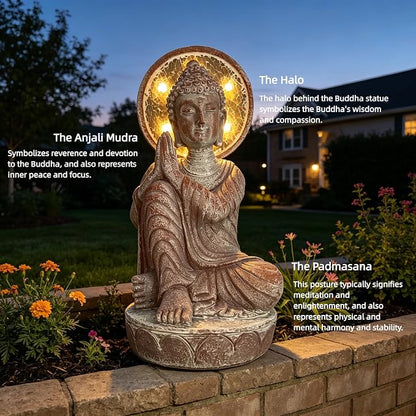Buddha Statue Outdoor, 11.5in,Solar Buddha,Buddha Statue,Garden Buddha Statue Outdoor,Buddha Decor,Zen Garden Decor Outdoor,Garden Statue Deals Buddha 003
