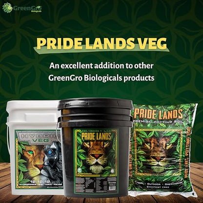 GreenGro Pride Lands Veg 6-3-3.5 | Organic Dry Top Dress Fertilizer | Microbes + Biochar + Mycorrhizae + Amendments | Vegetative Stage Plant Food | Bigger Yields | Indoor & Outdoor | 5 lb