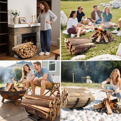 Heavy Duty Firewood Rack Outdoor: 22 Inch Logs Holder for Indoor Fireplace Metal Wood Storage Stacker Organizer, Rust-resistant Fire wood Rack for Backyard Patio Fire Pit