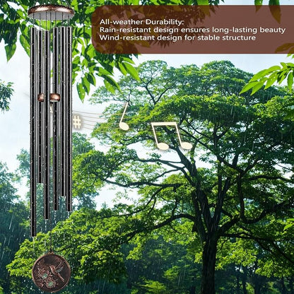 60 Inch Large Wind Chimes for Outside, Deep Tone Hummingbird Decor | Deep relaxing tones, 60-inch size, weather-resistant aluminum, vintage hummingbird design, gift boxed and ready to hang