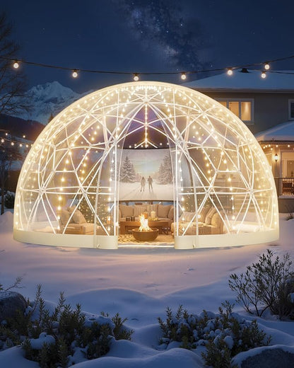 VEVOR Garden Dome Tent, 15 x 9.5 ft Clear Bubble Tent House for 12-14 Person, Waterproof PVC Geodesic Dome Greenhouse with Ventilated Window, Outdoor Igloo Tents for Patio Backyard Party Camping
