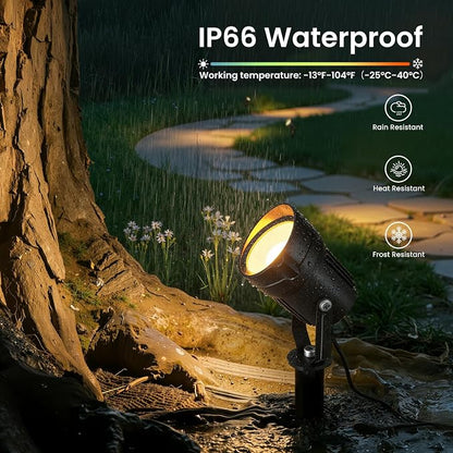 Low Voltage Landscape Lighting Kit, 6W Landscape Lights with 100W Transformer 66FT UL-Listed Wire & Connectors, 3000K Waterproof Outdoor Spotlight Lights for Yard House Tree 12V-24V 8Pack