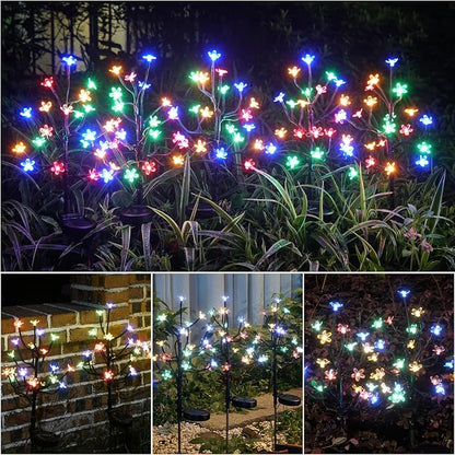 Solar Garden Lights Waterproof, Solar Lights Outdoor Decorative 4Pack,80Led Solar Powered Flowers Garden Decor,Fairy Lights Yard,Pathway,Outside Decorations,Gardening Gifts for Women Mom