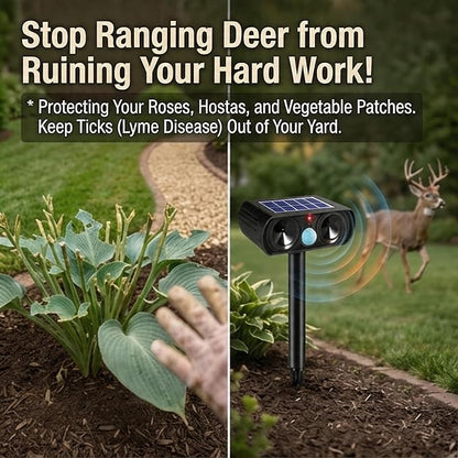 2026 2Pack Sonic Fortress Pro Deer Repellent Devices Solar Ultrasonic Animal Repellent with Motion Sensor,Squirrel Fortress Pro Raccoon Repellent to Scare Cat Skunk Rabbit Out of Plants Yard Garden