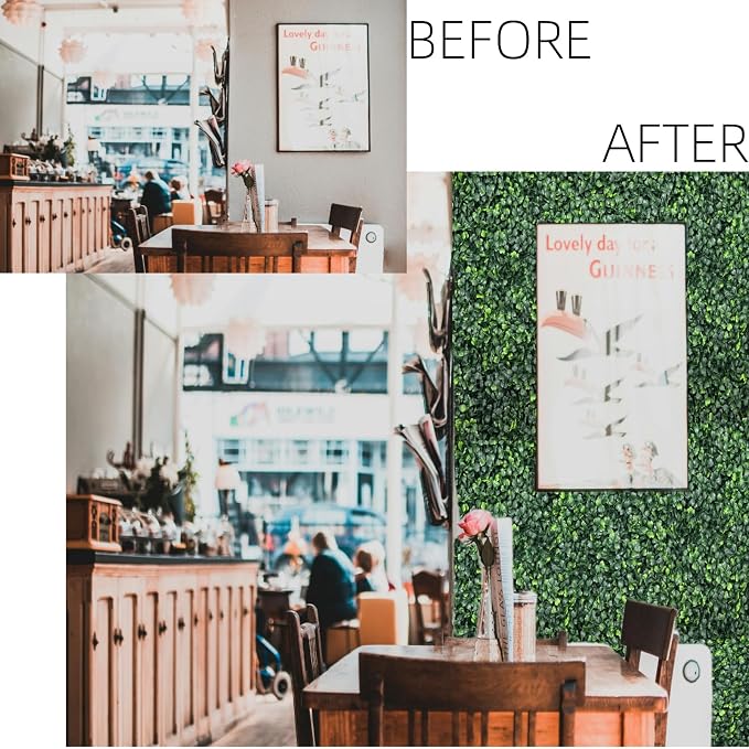Boxwood Panels 24 Pcs 20"x20" Grass Wall Privacy Screen for Fence | Grass Wall Panels UV Resistant Artificial Boxwood Hedge Panels for Commercial Restaurant Deck.Indoor Outdoor Party
