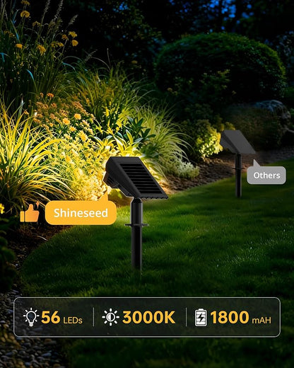 Solar Lights Outdoor Waterproof IP65, 56 LED 3 Lighting Modes Solar Spot Lights Outdoor, Solar Powered Landscape Lighting for Yard Pathway Garden, 4 Pack (Warm White)