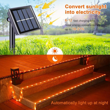 JMEXSUSS 66 ft 200 LED Orange Halloween Solar Rope Lights with 8 Modes | Rope Lights Outdoor Waterproof, Orange Christmas String Lights for Halloween Thanksgiving Fall Party Tree Fence Christmas