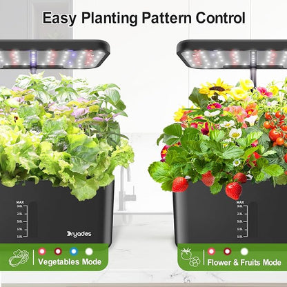 Indoor Garden Hydroponics Growing System - 10 Pods Plant Germination Kit Herb Vegetable Countertop with Grow Lamp Quiet Pump - Hydrophonic Planter Grower