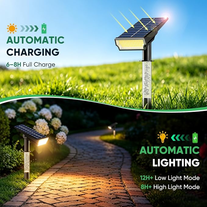 Solar Lights Outdoor Waterproof IP65, 76-LED Warm White Outdoor Solar Lights, Dual Lighting Solar Powered Spot Lights for Palm Tree, House Number, Outside Landscape Lighting- 1 Pack