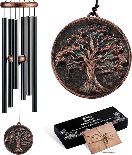 Wind Chimes for Outside, Vintage Tree of Life Deep Tone Wind Chime Outdoor Clearance, Memorial/Festivals/Birthday Gift for Mom Dad Women Grandma, Garden Porch Patio Decor (34" Tree of Life)