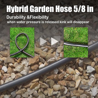 Rubber Garden Hose 10FT: 5/8" Durable Short Hose for Patios & Tight Spaces - Sturdy Water Hose with Brass Fittings for Homeowners RV & Car Washing