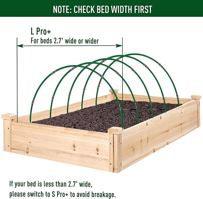 MAXPACE Greenhouse Hoops Kit, DIY 8ft Grow Tunnel, Fits Raised Garden Beds 2.7ft Wide & Up, 25 Pcs Rust-Proof Fiberglass Frame Support Rods for Row Cover, Shade Cloth, Frost Netting & Plant Stakes