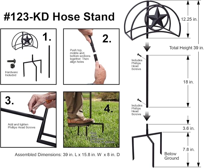 Liberty Garden Products 123-KD Star Hose Stand, Black