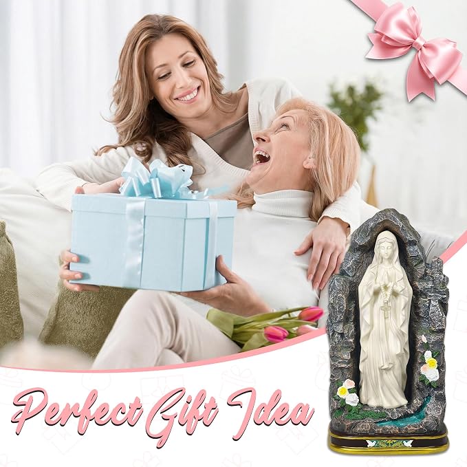 Solar Virgin Mary Garden Statue 18.7" H - Outdoor Blessed Mother Sculpture with Warm Light, Hand Painted Resin Religious Decor for Yard Patio Entryway, Catholic Gift for Mom Women