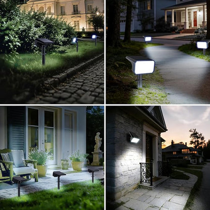 Fabrito Upgraded Solar Spot Lights Outdoor IP67 Waterproof 4 Pack, [108 LEDs, 4 Modes, 800LM] Dusk to Dawn Spotlights for All Night, 2-in-1 Solar Landscape Lights for Garden, Yard, Tree, Cool White
