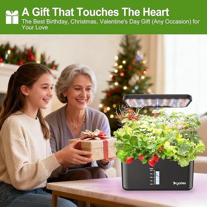 Indoor Garden Hydroponics Growing System - 10 Pods Plant Germination Kit Herb Vegetable Countertop with Grow Lamp Quiet Pump - Hydrophonic Planter Grower