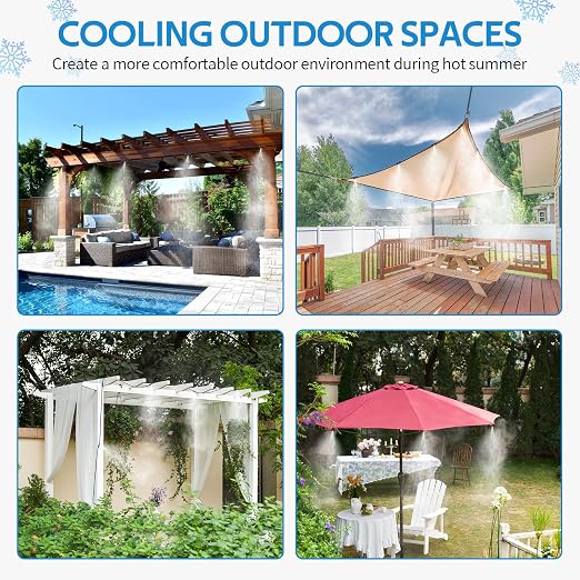 HOMENOTE Misting Cooling System, 26FT (8M) Misting Line + 7 Brass Mist Nozzles + Brass Adapter(3/4") Outdoor Mister for Patio Backyard Garden Greenhouse