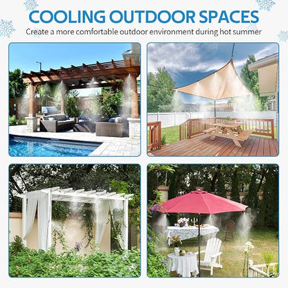 HOMENOTE Misting Cooling System, 26FT (8M) Misting Line + 7 Brass Mist Nozzles + Brass Adapter(3/4") Outdoor Mister for Patio Backyard Garden Greenhouse