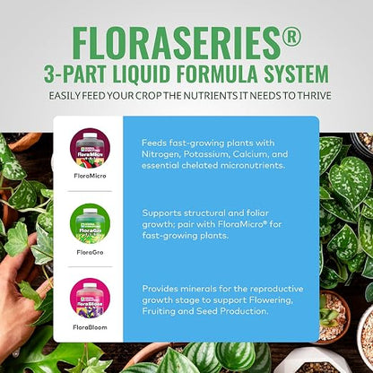 General Hydroponics FloraGro 2-1-6 Plant Food, Part of FloraSeries Advanced Nutrient System for Plants, 1 Quart