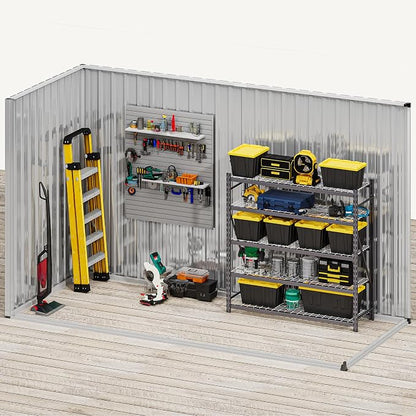 DWVO 9x4ft Large Outdoor Storage Shed, Metal Tool Sheds, Heavy Duty Tool Storage with Lockable Doors & Air Vent for Backyard Patio Lawn to Store Bikes, Tools, Lawnmowers,Brown