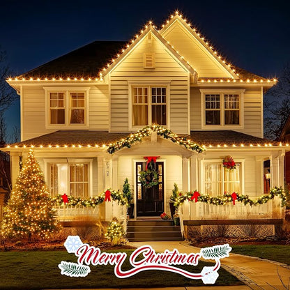 Minetom C9 Christmas String Lights, 50FT Vintage Christmas Tree Lights | Waterproof Outdoor String Lights with 50 Clear Bulbs for Backyard Patio Garden Holiday Wedding Christmas Decor, White Wire