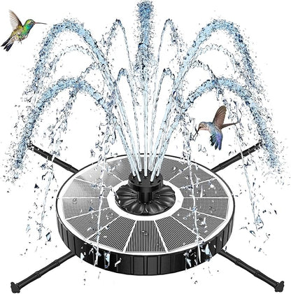 SZMP Solar Fountain with 3 Spray Height, 3.5W Glass Solar Bird Bath Fountain with 4 Adjustable Fixed Rods, and 7 Nozzles, Outdoor Solar Water Fountain Pump for Bird Bath, Garden, Pool, Pond