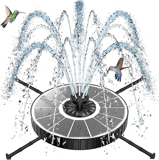SZMP Solar Fountain with 3 Spray Height, 3.5W Glass Solar Bird Bath Fountain with 4 Adjustable Fixed Rods, and 7 Nozzles, Outdoor Solar Water Fountain Pump for Bird Bath, Garden, Pool, Pond