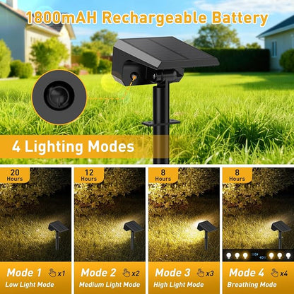 Solar Spot Lights Outdoor, 12 Pack Solar Landscape Lights with 100 LEDs Each, 4 Lighting Modes, IP65 Waterproof, 2-in-1 Adjustable Solar Spotlights for Yard Garden Pathway Driveway(Warm White)