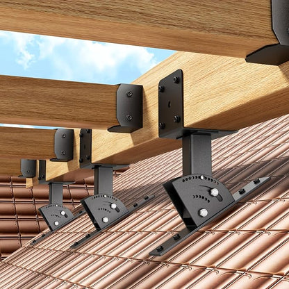 Pergola Roof Rise Bracket-Kit - Upgrade Adjustable Angle Mount Pergola Beam Brackets Support for 4x4/4x6 Lumber 1Pcs