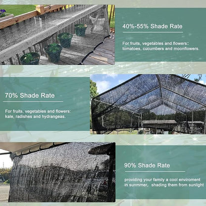 LOVE STORY 20x30FT 90% Black Garden Shade Cloth, Sun Shade Cover Net Mesh Tarp with Grommets, Sunblock Net for Garden,Greenhouse,Plants and Patio