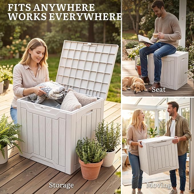 YITAHOME 31 Gallon Deck Boxes Set of 2 | Lockable Outdoor Storage Bins for Patio Cushions, Garden Tools, Weather-Resistant Resin Storage Solution, White