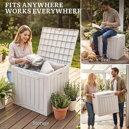 YITAHOME 31 Gallon Deck Boxes Set of 2 | Lockable Outdoor Storage Bins for Patio Cushions, Garden Tools, Weather-Resistant Resin Storage Solution, White