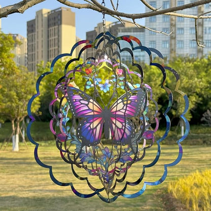 Eandisom Wind Spinners Outdoor Butterfly - Birthday Gifts for Women, for Mom, Butterflies Hanging 12 inch 3D Wind Sculptures for Garden Decor for Outside, Patio, Yard, Outdoor