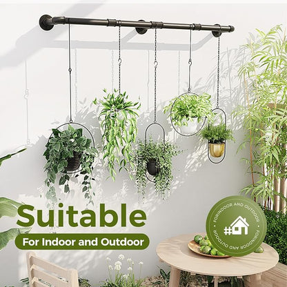 Bamworld Window Plant Hanger Indoor 63in Hanging Planters for Indoor Plants Hanging Plants Holder Hanging Rod Window Plant Shelves Wall Planters Pot/Chain/Plant Not Included(Black)