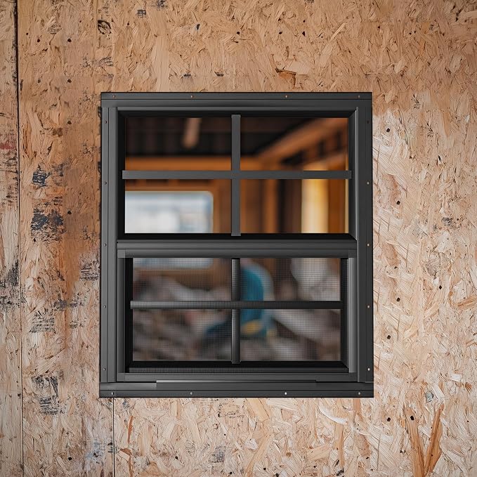 2 Pack Shed Windows 30" W x 36" H Flush Mount, Black Household Windows for Playhouses, Barns, Chicken Coop