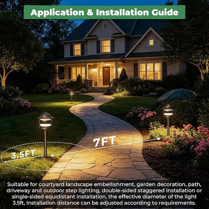 Gardencoin Pagoda Low Voltage Landscape Pathway Lights, 12V Outdoor LED Path Lights Wired, Aluminum Walkway Lighting with 4W 2700K Replaceable G4 Bulb, Bronze Classic 3-Tier Lantern, 12 Pack