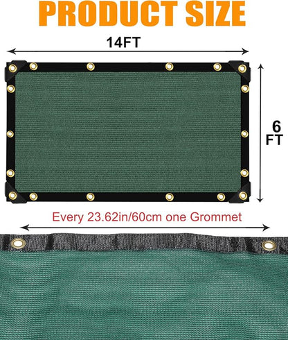 90% Green Heavy Duty Shade Cloth for Garden,Sun Screen Fabric 6 X 14FT | Sun Shades Netting Outdoor Patio with Grommets, Mesh Tarp Cover for Plant, Porch, Pergola, Greenhouse, Backyard &Outdoor Use