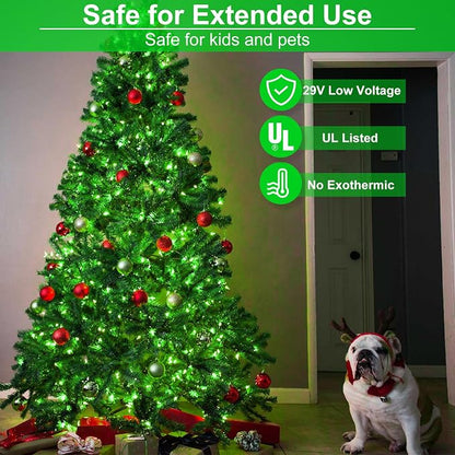 Green Christmas Lights Outdoor, 100FT 300 LED Christmas Tree Lights with 8 Modes, Waterproof Connectable String Lights for Outside Indoor Bedroom House Patio Garden Party Holiday Decorations