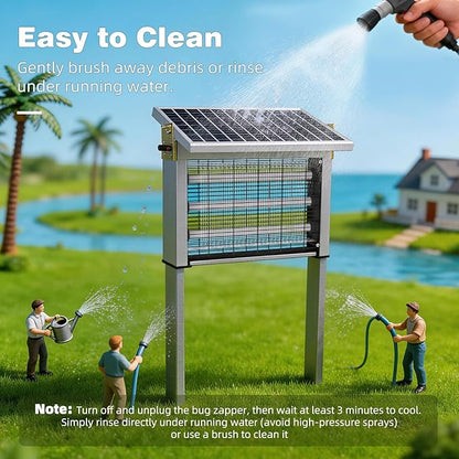 Heavy-Duty Large Solar Bug Zapper Outdoor for 1/4 Arce with 30W Solar Panel | Aluminum Rechargeable Solar Zapper with High Powered, Waterproof Solar Bug Zapper for Patio Garden Backyard Farm Large Places