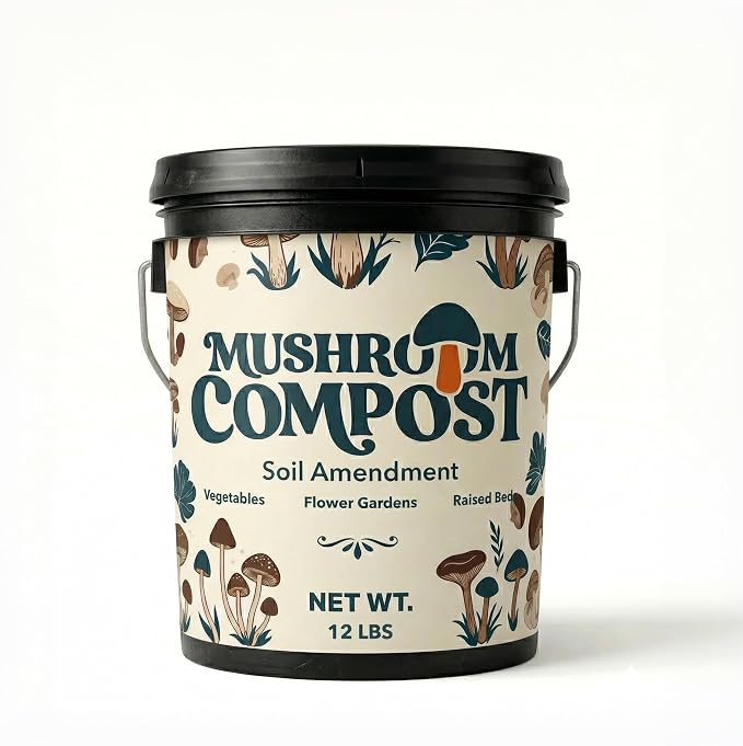 Mushroom Soil Compost 12 lb Pail, Organic Nutrient-Rich Garden Soil Amendment for Vegetables, Flowers, Raised Beds, Lawn Care, Container Gardening and Planting Mix