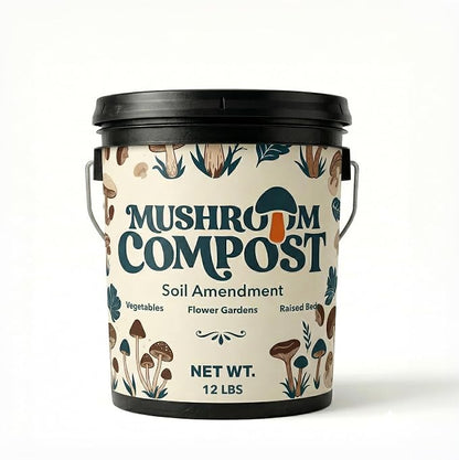 Mushroom Soil Compost 12 lb Pail, Organic Nutrient-Rich Garden Soil Amendment for Vegetables, Flowers, Raised Beds, Lawn Care, Container Gardening and Planting Mix