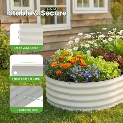 2 Pack Raised Garden Bed 6x3x1ft, Planter Raised Beds for Gardening, Vegetables, Flowers, Large Metal Raised Beds, Tool-Free Design- White