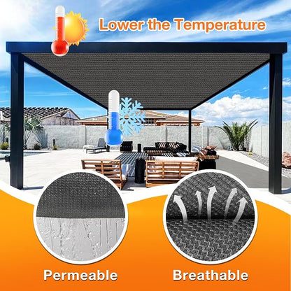 Artpuch Outdoor Pergola Shade Cover 16x22 FT Sun Shade Cloth with Grommets Dark Grey 90% UV Protection Canopy Patio Privacy Screen (Customized Available)
