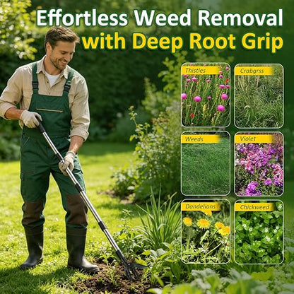 Weed Puller Tool - Adjustable Upright Weeder, 4 Claw Long-Handled Weeding Tool, No Need to Bend or Kneel to Weed Easily, Weeding Tool for Garden, Lawn, Farm and Courtyard