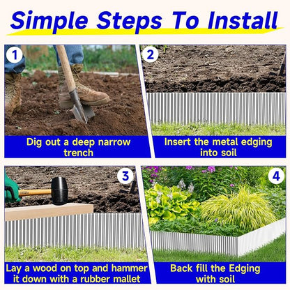 Corrugated Garden Edging, 6"×10Ft Galvanized Steel Landscape Edging & Lawn Edging Border, Metal Garden Border for Flower Beds, Garden，Lawn，Raised Beds & Tree Surrounds (Silver)