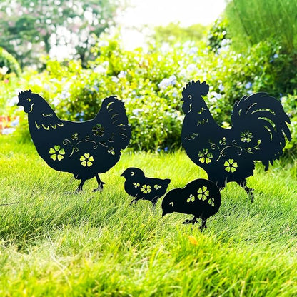 TIGGSY Chicken Metal Decorative Garden Stakes Chicken Gifts for Women/Men Chicken Lovers Gifts Silhouette Statues for Yard Art, Outside, Patio, Outdoor Decor, Garden Decorations, Lawn Ornaments