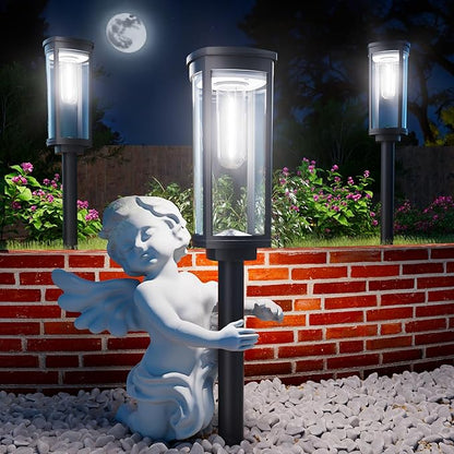 ALFIOT Solar Pathway Lights Outdoor Powered Waterproof 8 Pack Upgraded Solar Walkway Landscape Lighting Outside Driveway Light,Auto Dusk to Dawn On/Off for Yard Lawn Patio Decor (Cool White)