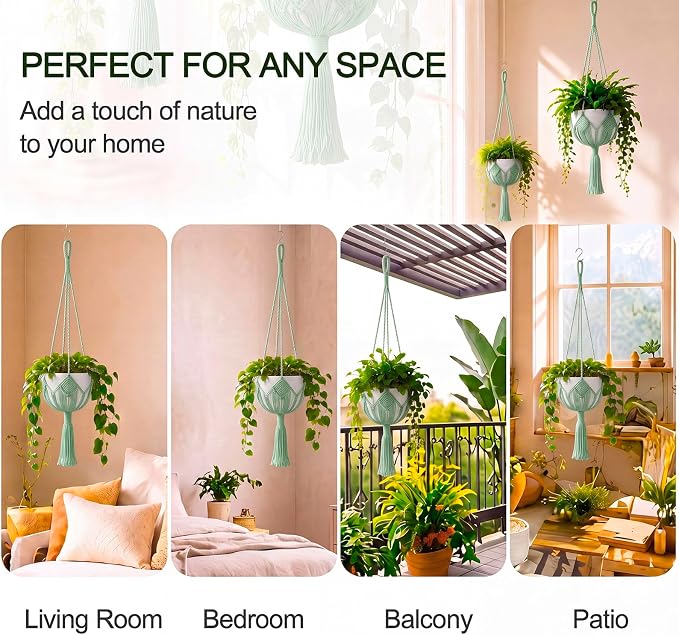 Shappy Boho Macrame Plant Hanger, Large Hanging Planter Plant Holder Pot Hanger Hanging Basket Wall Planters, Plants Lover Gift for Indoor Garden