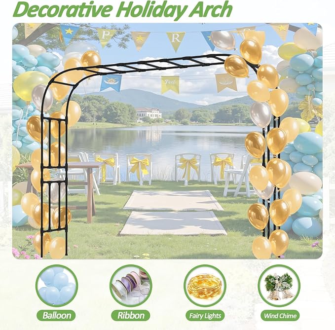 Thickened Metal Garden Arch-126(L)*94.5"(H),Garden Trellis for Climbing Plants Outdoor, Heavy Duty RustProof Iron Arbor Archway for Backyard, Patio, Lawn and Wedding Decorations(20MM Pipe)