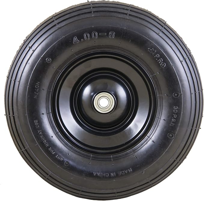 Marathon Replacement Wheelbarrow Wheel with Adapter Kit - 13-Inch - Fits Tire Size of 4-Inch x 6-Inch (3.50/2.50-8-Inch), (20296-M)